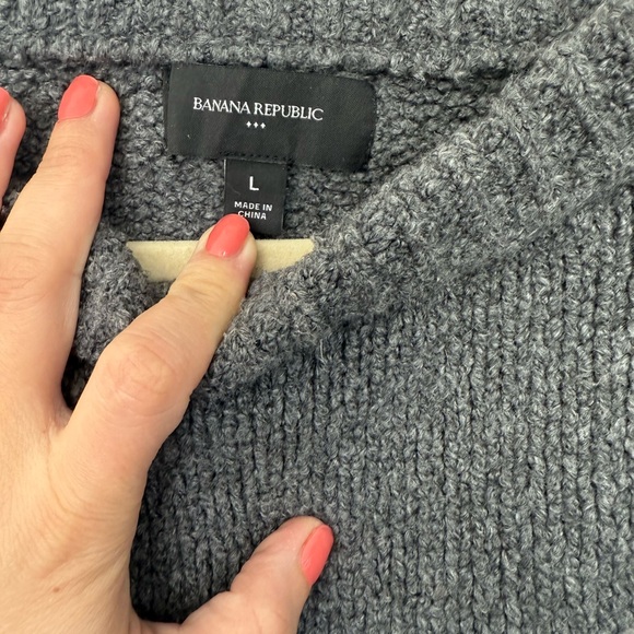 Banana Republic Charcoal Gray Cotton and Merino Wool Oversized Sweater - Picture 5 of 7